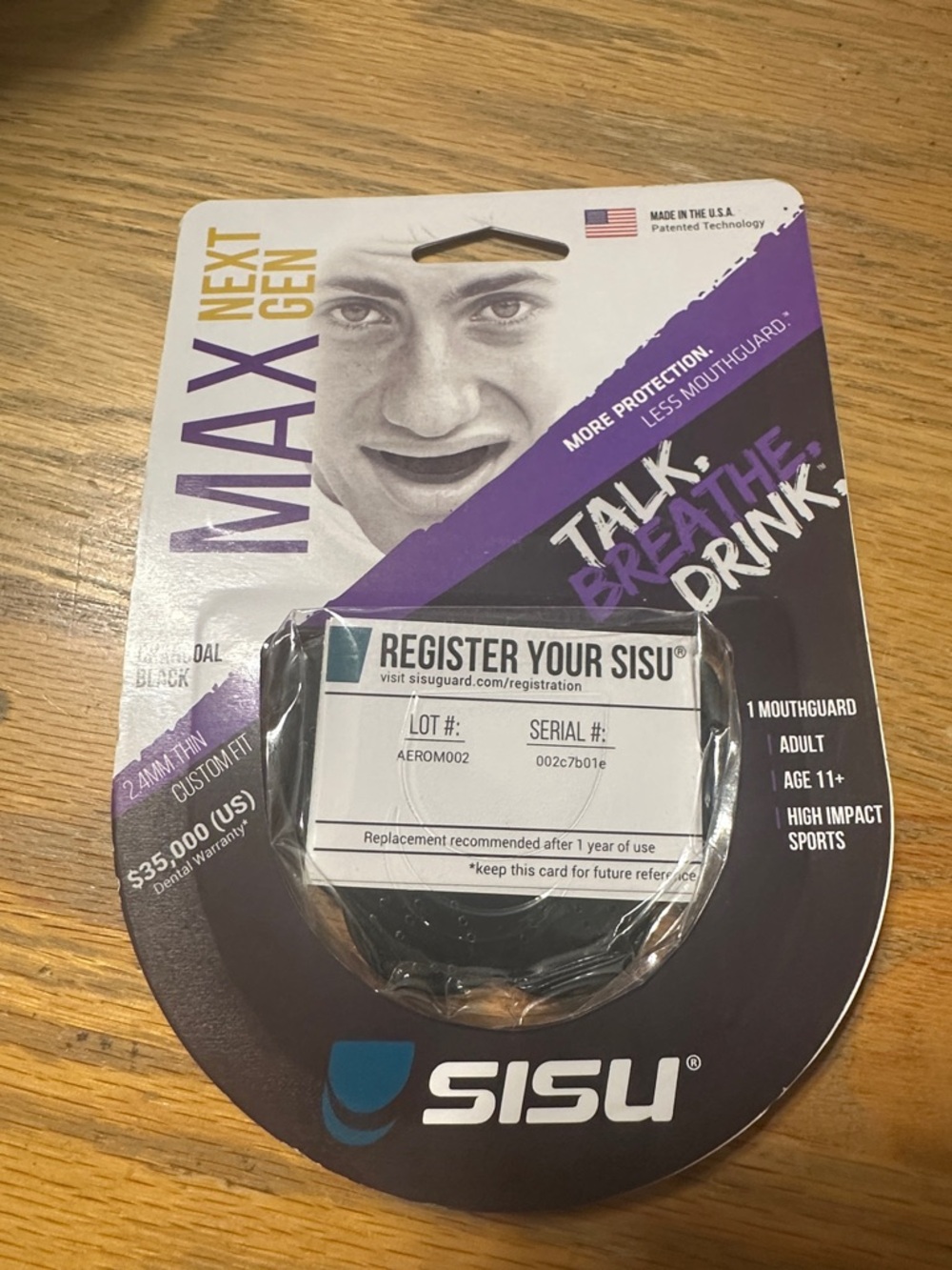 New SISU MAX Next Gen Mouthguard in Black for high impact sports Sz Adult 11+